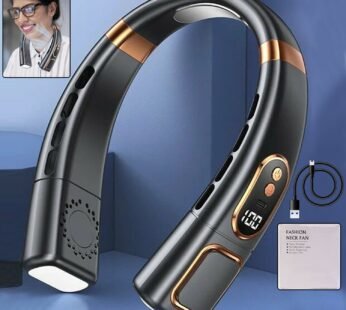 Premium USB Rechargeable Fashion Neck Fan with Digital Display (1 Pc)