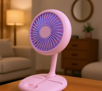 USB Rechargeable Portable Fan with LED Light – Heavy-Duty Foldable Fan