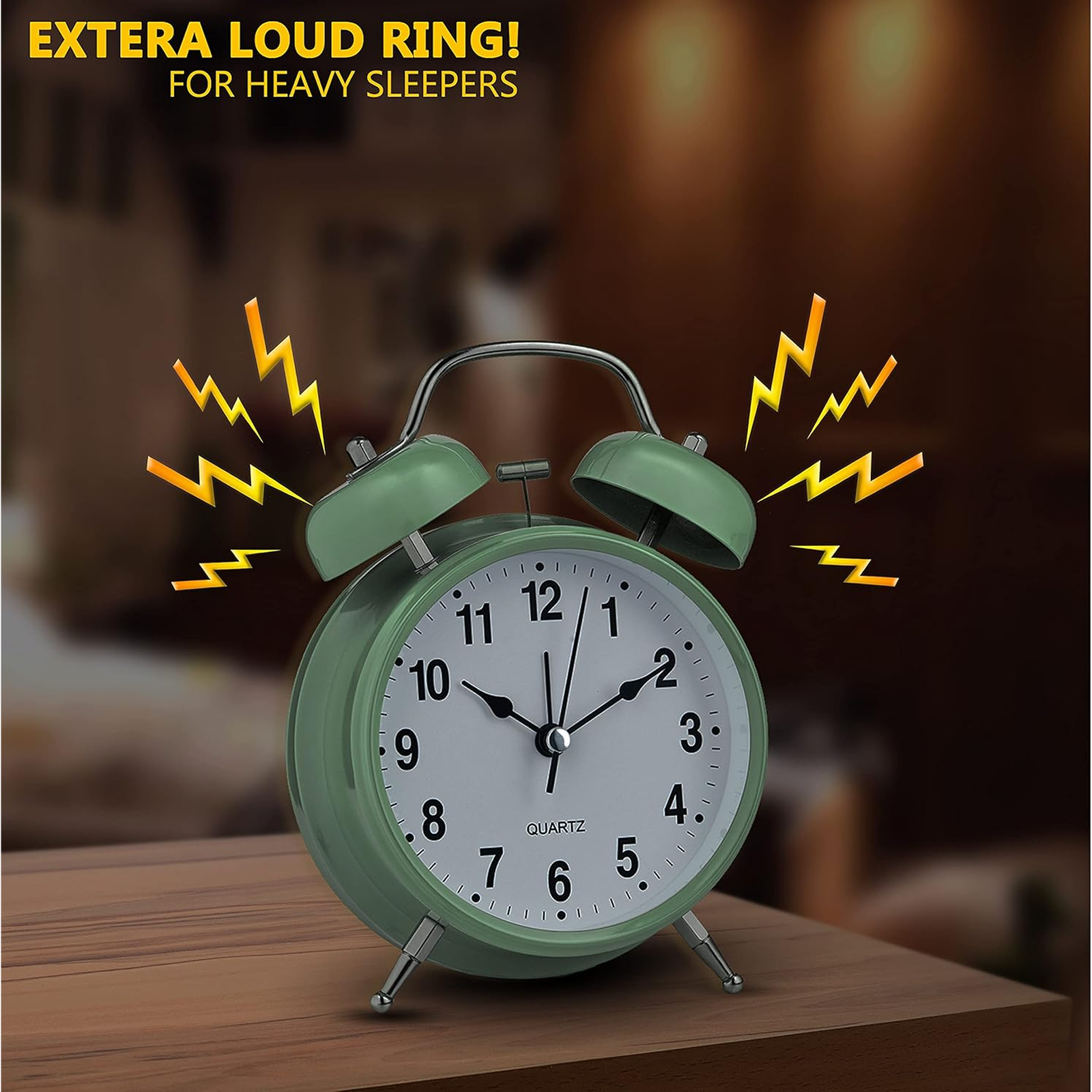 Small Twin-Bell Analog Alarm Clock - (1 Pc) - Image 5