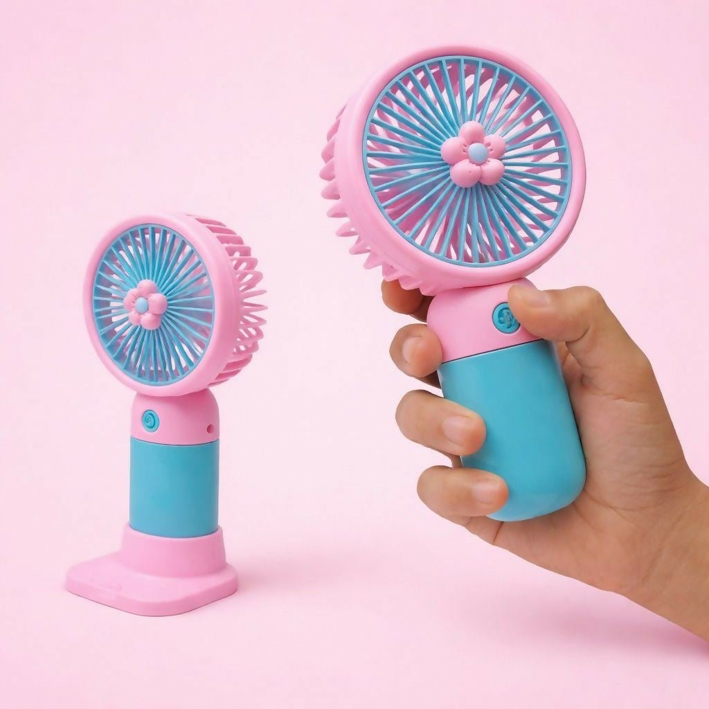 Mini Portable Handheld Fan with Stand, 3 Speed Modes - Image 3