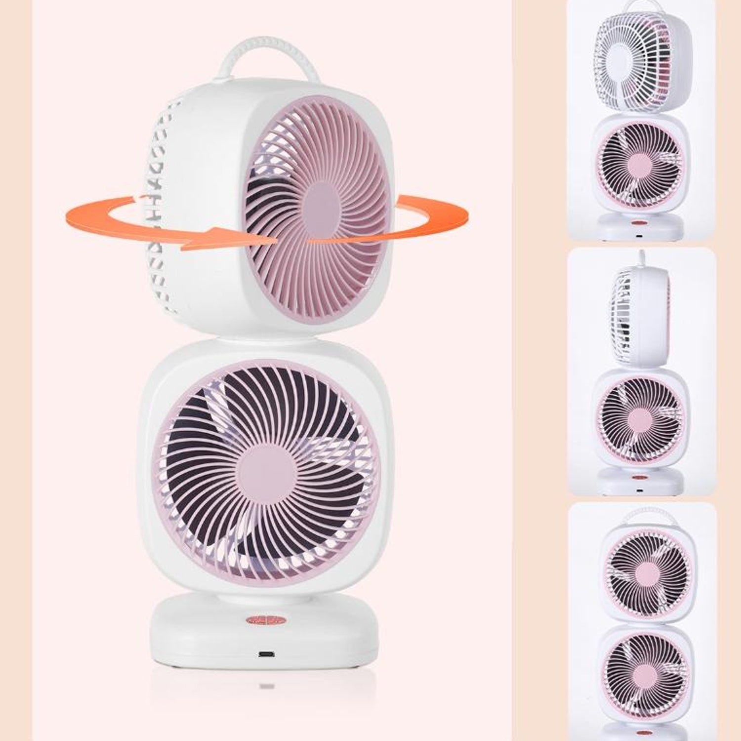 Portable Dual Head USB Rechargeable Table Fan (1 Pc) - Image 5