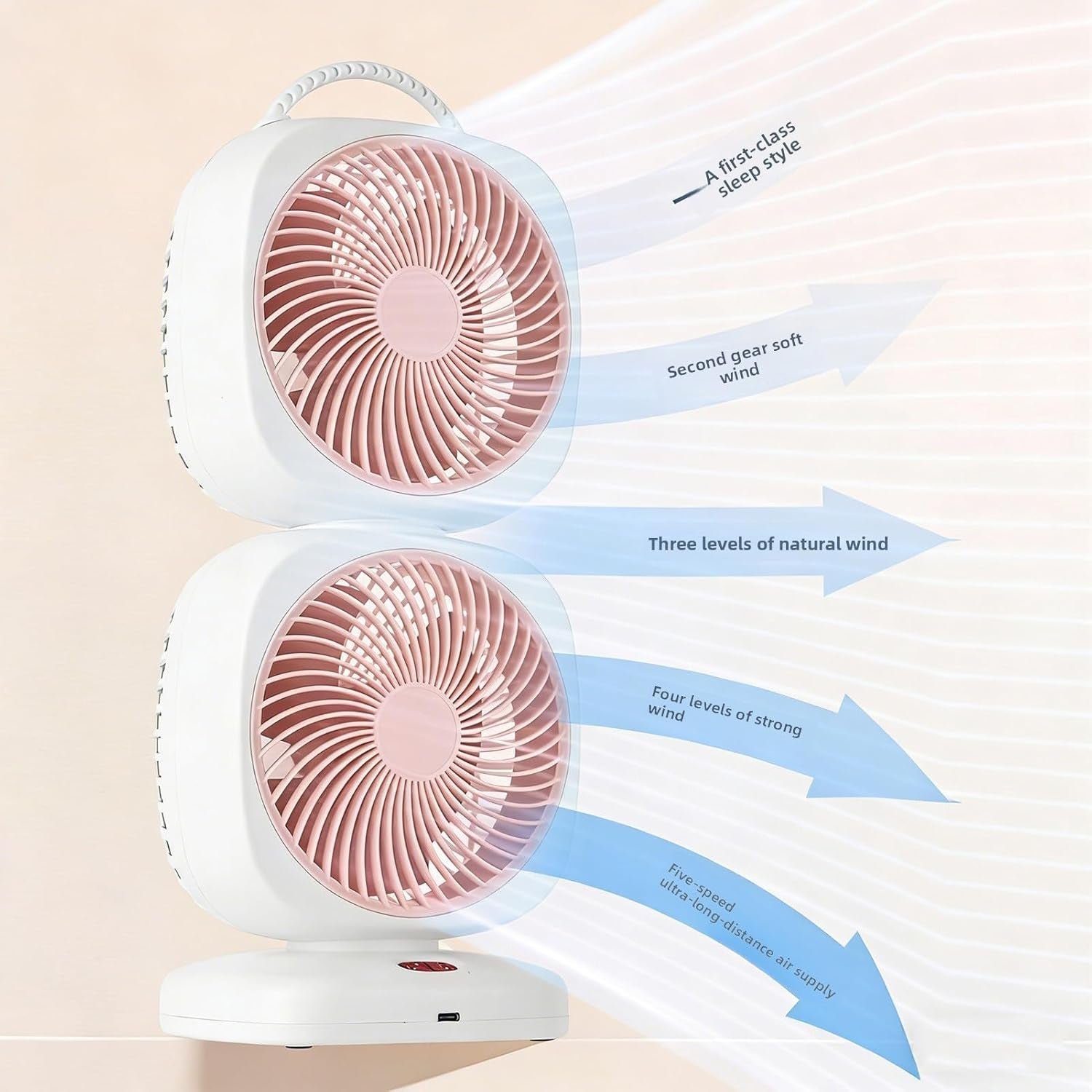 Portable Dual Head USB Rechargeable Table Fan (1 Pc) - Image 9