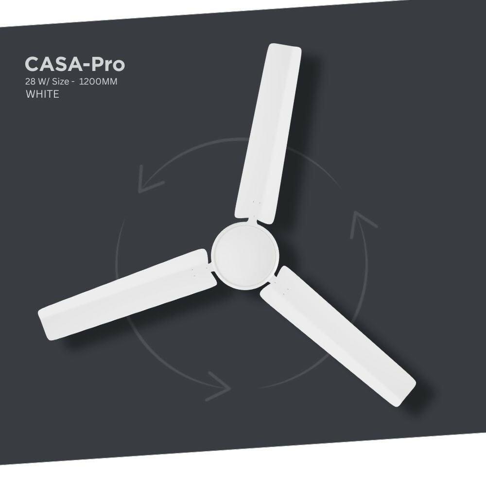 ZADAP CASA-Pro 1200mm BLDC Ceiling Fan with Remote | 28W Energy Saving | High Speed 390 RPM (White) - Image 4