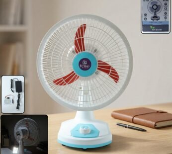 OMEGA 12V Rechargeable Table Fan with LED Light (1 Pc)