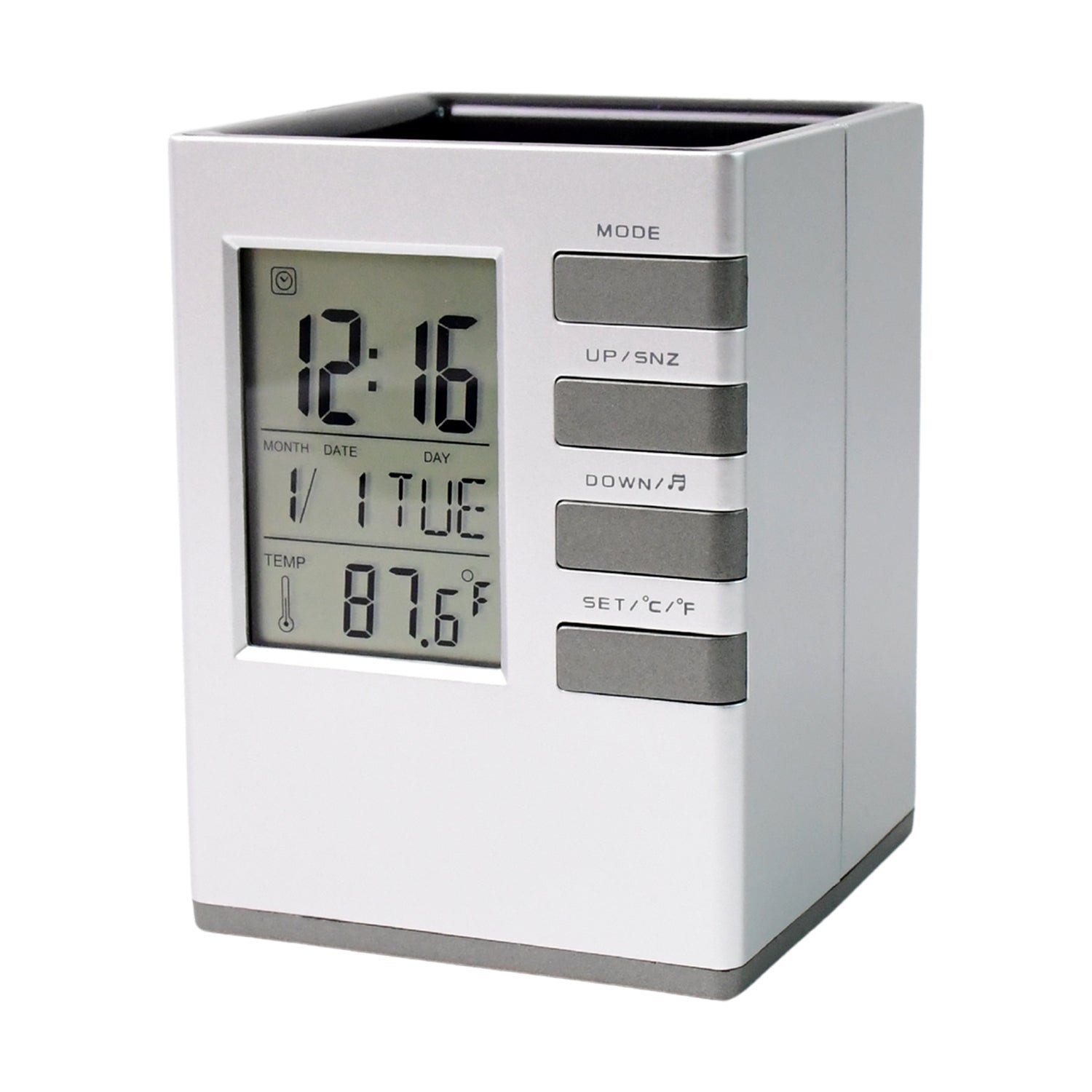 Multifunction Cube Digital Desk Clock with Pen Holder (1 Pc) - Image 5
