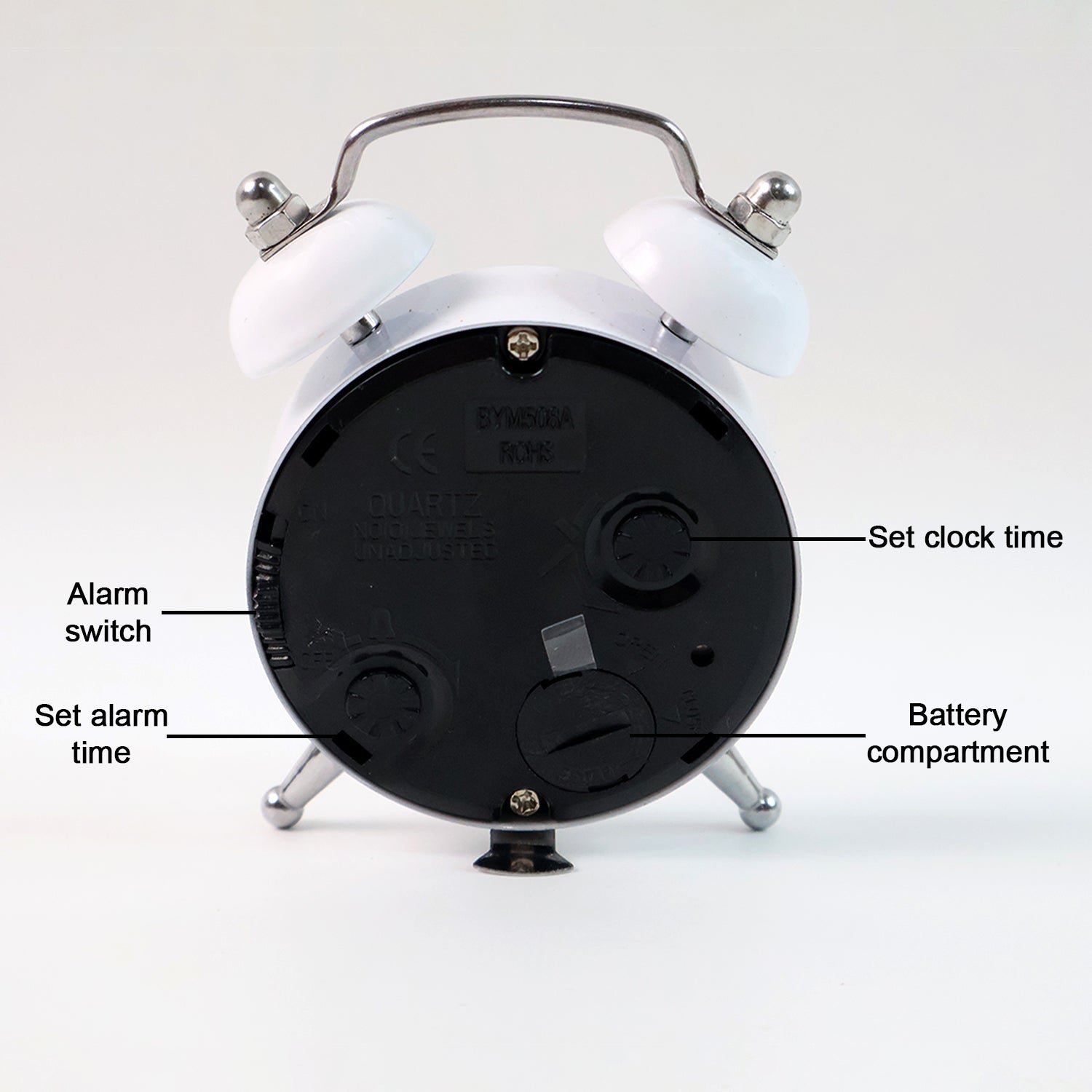 Small Twin-Bell Analog Alarm Clock - (1 Pc) - Image 4