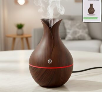 Mini Wooden Vase Pot Diffuser Cool Mist Atomization Humidifier (1 Pc)